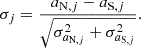 $$ \begin{aligned} \sigma _j = \frac{a_{\mathrm{N},j} - a_{\mathrm{S},j}}{\sqrt{\sigma _{a_{\mathrm{N},j}}^2+\sigma _{a_{\mathrm{S},j}}^2}}. \end{aligned} $$