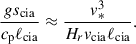 $$ \begin{aligned} \frac{g s_{\rm cia}}{c_{\rm p} \ell _{\rm cia}} \approx \frac{v_{*}^3}{H_r v_{\rm cia}\ell _{\rm cia}}. \end{aligned} $$