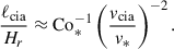 $$ \begin{aligned} \frac{\ell _{\rm cia}}{H_r} \approx \mathrm{Co} _*^{-1} \left( \frac{v_{\rm cia}}{v_*}\right)^{-2}. \end{aligned} $$