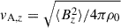 $ v_{\mathrm{A},z}=\sqrt{\langle B_z^2 \rangle /4\pi\rho_0} $