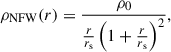$$ \begin{aligned} \rho _\text{NFW}(r) = \frac{\rho _0}{\frac{r}{r_\text{s}} \left( 1 + \frac{r}{r_\text{s}}\right)^2}, \end{aligned} $$
