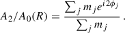 $$ \begin{aligned} A_2/A_0 (R) = \frac{\sum _j m_j e^{i2\phi _j}}{\sum _j m_j}\,. \end{aligned} $$