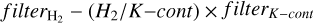 $filte{r_{{{\rm{H}}_{\rm{2}}}}} - ({H_2}/K - cont) \times filte{r_{K - cont}}$