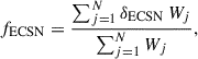 $$ \begin{aligned} f_\mathrm{ ECSN} = \frac{\sum _{ j = 1}^{N} \delta _\mathrm{ ECSN} \,W_{j}}{\sum _{ j = 1}^{N} W_{j}}, \end{aligned} $$