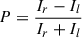 $$ \begin{aligned} P=\frac{I_r-I_l}{I_r+I_l} \end{aligned} $$