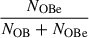 $ \frac{N_{\mathrm{OBe}}}{N_{\mathrm{OB}}+N_{\mathrm{OBe}}} $