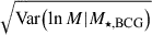 $ \sqrt{\mathrm{Var}{\left(\ln{M} | M_{\star,\mathrm{BCG}} \right)}} $