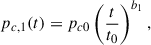 $$ \begin{aligned}&p_{c,1}(t) = p_{c0}\left(\frac{t}{t_0}\right)^{b_1},\end{aligned} $$