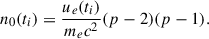 $$ \begin{aligned} n_0(t_i) = \frac{u_e(t_i)}{m_e c^2}(p-2)(p-1). \end{aligned} $$