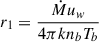 $ r_1 = \frac{\dot{M} u_w}{4\pi k n_b T_b} $