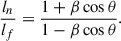 $$ \begin{aligned} \frac{l_{n}}{l_{f}}=\frac{1+\beta \cos \theta }{1-\beta \cos \theta }. \end{aligned} $$