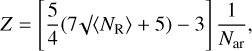 Z = \left[ \frac{5}{4} (7 \surd \langle{N_{\rm R} \rangle} +5) - 3 \right] \frac{1}{N_{\rm ar}},