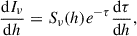 $$ \begin{aligned} \frac{\mathrm{d}I_{\nu }}{\mathrm{d}h} = S_{\nu }(h)e^{-\tau }\frac{\mathrm{d}\tau }{\mathrm{d}h}, \end{aligned} $$