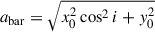 $ a_{\mathrm{bar}}=\sqrt{x_0^2\cos^2i+y_0^2} $