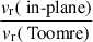 $ \frac{v_{\mathrm{r}}(\text{ in-plane})}{v_{\mathrm{r}}(\text{ Toomre})} $