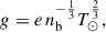 $$ \begin{aligned} g = e \, n_{\rm b}^{-\frac{1}{3}} T_{\odot }^{\frac{2}{3}}, \end{aligned} $$