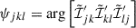$$ \begin{aligned} \psi _{jkl}&= \arg \left[\tilde{\mathcal{I} }^{\prime }_{jk}\tilde{\mathcal{I} }^{\prime }_{kl}\tilde{\mathcal{I} }^{\prime }_{lj}\right]\end{aligned} $$