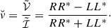 $$ \begin{aligned} \breve{v}&= \frac{\tilde{\mathcal{V} }}{\tilde{\mathcal{I} }} = \frac{RR^*-LL^*}{RR^*+LL^*} \cdot \end{aligned} $$