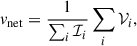 $$ \begin{aligned} v_{\rm net}&= \frac{1}{\sum _i\mathcal{I} _i}\sum _i\mathcal{V} _i,\end{aligned} $$
