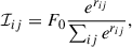 $$ \begin{aligned} \mathcal{I} _{ij} = F_0 \frac{e^{r_{ij}}}{\sum _{ij}e^{r_{ij}}}, \end{aligned} $$