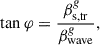 $$ \begin{aligned}&\tan {\varphi } = \frac{\beta ^{g}_{\rm s,tr}}{\beta ^{g}_{\rm wave}} , \end{aligned} $$