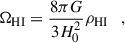 $$ \begin{aligned} \Omega _{\rm HI} = \frac{8\pi G}{3H_0^2}\rho _{\rm HI} \quad , \end{aligned} $$
