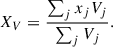 $$ \begin{aligned} X_V = \frac{\sum _j x_j V_j}{\sum _j V_j} . \end{aligned} $$