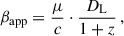 $$ \begin{aligned} \beta _{\mathrm{app}}&= \frac{\mu }{c}\cdot \frac{D_{\mathrm{L}}}{1+z}\,, \end{aligned} $$