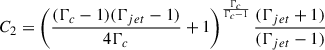 $$ \begin{aligned} C_2 = \left(\dfrac{(\Gamma _c-1)(\Gamma _{jet}-1)}{4\Gamma _c}+1\right)^{\frac{\Gamma _c}{\Gamma _c-1}}\dfrac{(\Gamma _{jet}+1)}{(\Gamma _{jet}-1)} \end{aligned} $$