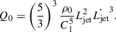 $$ \begin{aligned} Q_0 = \left(\dfrac{5}{3}\right)^3\dfrac{\rho _0}{C_1^5}L_{\text{jet}}^2\dot{L_{\text{jet}}}^3. \end{aligned} $$
