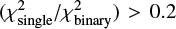 ${\log _{10}}\left( {\chi _{{\rm{single\;}}}^2/\chi _{{\rm{binary\;}}}^2} \right) > 0.2$
