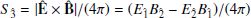 $ S_{\hat 3} = |\mathbf{\hat E}\times \mathbf{\hat B}|/(4\pi) = (E_{\hat{1}} B_{\hat{2}} - E_{\hat{2}} B_{\hat{1}})/(4 \pi) $