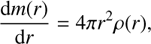 \frac{{\rm d} m(r)}{{\rm d} r}=4 \pi r^{2} \rho(r),