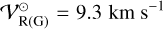 $V_{{\rm{R}}\left( {\rm{G}} \right)}^ \odot = 9.3\,{\rm{km}}\,{{\rm{s}}^{ - 1}}$