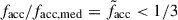 $ f_\mathrm{{acc}}/f_\mathrm{{acc,med}} = \tilde{f}_\mathrm{{acc}} < 1/3 $
