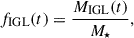 $$ \begin{aligned} f_{\rm IGL}(t) = \frac{M_{\rm IGL}(t)}{M_{\rm \star }}, \end{aligned} $$
