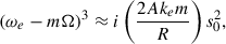 $$ \begin{aligned} (\omega _e-m\Omega )^3\approx i\left(\frac{2Ak_em}{R}\right)s_0^2, \end{aligned} $$