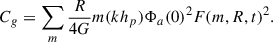 $$ \begin{aligned} C_g=\sum _m\frac{R}{4G} m (k h_p)\Phi _a(0)^2 F(m,R,t)^2 . \end{aligned} $$