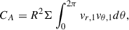$$ \begin{aligned} C_A=R^2\Sigma \int _0^{2\pi }v_{r,1}v_{\theta ,1}d\theta , \end{aligned} $$