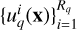 $\[\left\{u_{q}^{i}(\mathbf{x})\right\}_{i=1}^{R_{q}}\]$