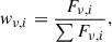 $$ \begin{aligned} w_{\nu ,i}=\frac{F_{\nu ,i}}{\sum F_{\nu ,i}}, \end{aligned} $$