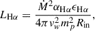 $$ \begin{aligned} L_{\mathrm{H} \alpha }=\frac{\dot{M}^2 \alpha _{\mathrm{H} \alpha } \epsilon _{\mathrm{H} \alpha }}{4 \pi { v}_{ w}^2 m_p^2 R_{\mathrm{in} }}, \end{aligned} $$