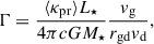 $$ \begin{aligned} \Gamma = \frac{\langle \kappa _{\mathrm{pr} } \rangle L_{\star }}{4 \pi c G M_{\star }} \frac{v_{\mathrm{g} }}{r_{\mathrm{gd} }v_{\mathrm{d} }}, \end{aligned} $$