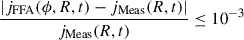 $$ \begin{aligned} \frac{|j_{\mathrm{FFA} }(\phi ,R,t)-j_{\mathrm{Meas} }(R,t)|}{j_{\mathrm{Meas} }(R,t)}\le 10^{-3} \end{aligned} $$