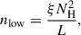 $$ \begin{aligned} n_{\rm low} = \frac{\xi N^2_{\rm H}}{L}, \end{aligned} $$