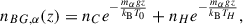 $$ \begin{aligned} n_{BG,\alpha }(z) = n_C e^{-\frac{m_{\alpha } g z}{k_{\rm B} T_0}} + n_H e^{-\frac{m_{\alpha } g z}{k_{\rm B} T_H}} , \end{aligned} $$