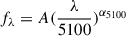 $ f_\lambda=A(\frac{\lambda}{5100})^{\alpha_{5100}} $