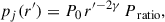 $$ \begin{aligned} p_j(r^{\prime })&= P_0\, r^{\prime -2\gamma }\, P_{\text{ ratio}}, \end{aligned} $$