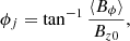 Mathematical equation: $$ \begin{aligned}&\phi _j = \tan ^{- 1} \frac{\langle B_{\phi } \rangle }{B_{z 0}}, \end{aligned} $$