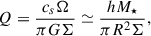 $$ Q=\frac{c_s\Omega }{\pi G\Sigma }\simeq \frac{hM_\star }{\pi R^2\Sigma }, $$